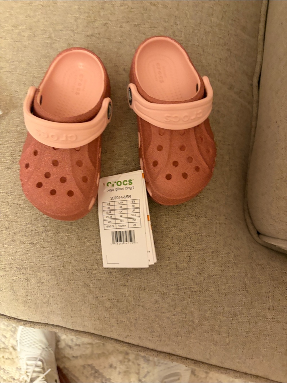 CROCS Kids' Glitter Clog in Dusty Rose and Pink